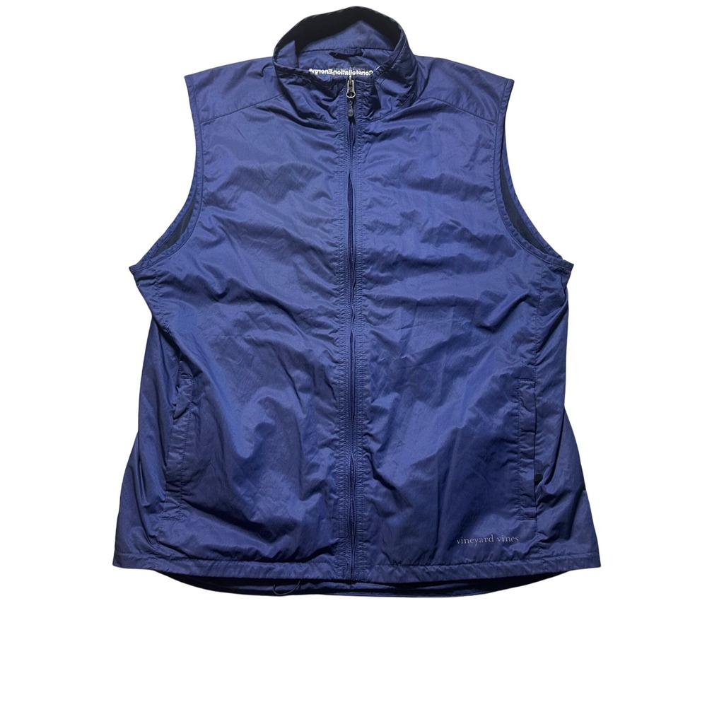 Vineyard Vines Performance Vest Large Blue Full Zip Whale Logo‎ Constellation
